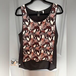 H&M Black and Cream Patterned Tank Top
